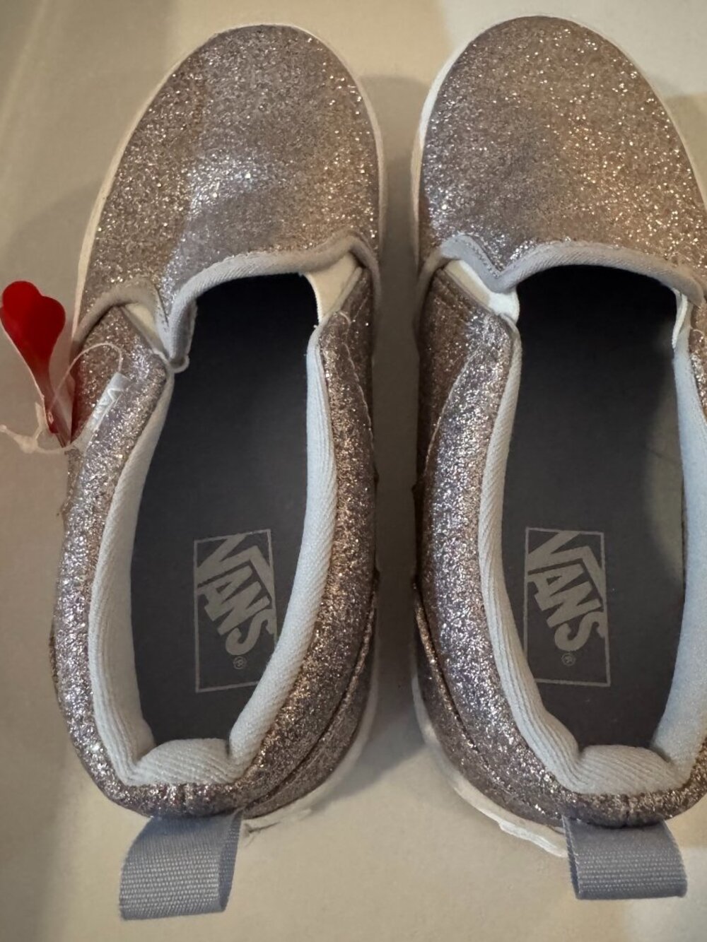 Vans Girls' Missy Silver Glitter Slip-On Sneakers, Size:Girls' 5, New w/Tags - Picture 6 of 6